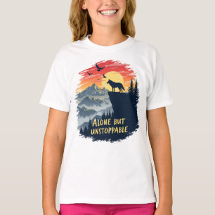Wolf huilt alleen naar de maan, maar niet te stopp t-shirt