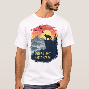 Wolf huilt alleen naar de maan, maar niet te stopp t-shirt