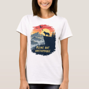 Wolf huilt alleen naar de maan, maar niet te stopp t-shirt