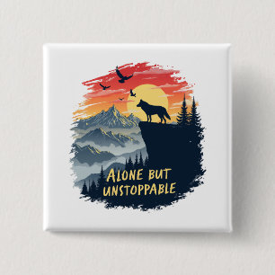 Wolf huilt alleen naar de maan, maar niet te stopp vierkante button 5,1 cm