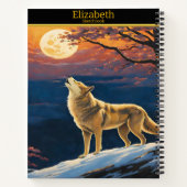 Wolf huilt bij de maan in de schemering notitieboek (Achterkant)