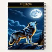 Wolf huilt bij maan aan nachtelijke hemel notitieboek (Achterkant)