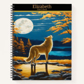 Wolf huilt bij maanlicht notitieboek (Voorkant)