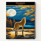 Wolf huilt bij maanlicht notitieboek (Achterkant)