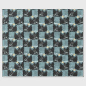 Wolf huilt bij maanpatroon cadeaupapier (Vlak)