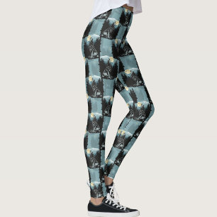 Wolf huilt bij maanpatroon leggings