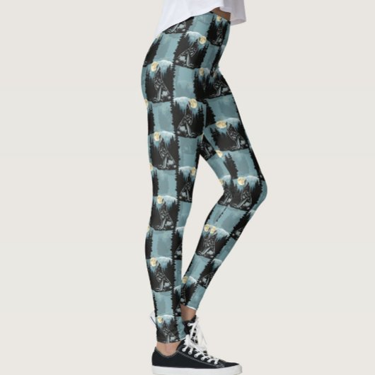 Wolf huilt bij maanpatroon leggings