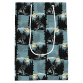 Wolf huilt bij maanpatroon medium cadeauzakje (Achterkant)