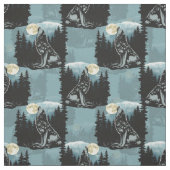 Wolf huilt bij maanpatroon stof (Swatch)