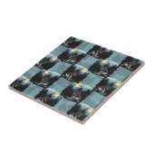 Wolf huilt bij maanpatroon tegeltje (Zijkant)