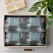 Wolf huilt bij maanpatroon tissuepapier (Geschenk)