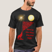 Wolf huilt bij maanschets t-shirt (Voorkant)