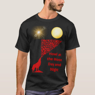 Wolf huilt bij maanschets t-shirt