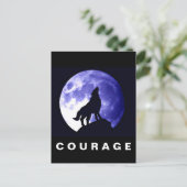 Wolf huilt bij Moon Courage Motivatie Briefkaart (Staand voorkant)