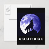 Wolf huilt bij Moon Courage Motivatie Briefkaart (Voorkant / Achterkant)