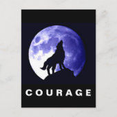 Wolf huilt bij Moon Courage Motivatie Briefkaart (Voorkant)