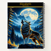 Wolf huilt bij volle maan in de bergen notitieboek (Achterkant)