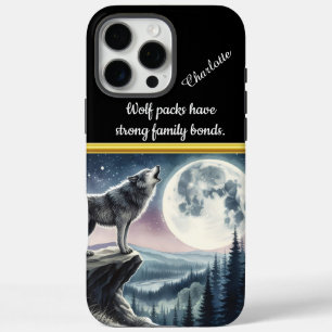 Wolf huilt bij volle maan in een sereen bos iPhone 16 pro max hoesje