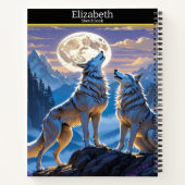 Wolf huilt bij volle maan in natuur notitieboek (Achterkant)