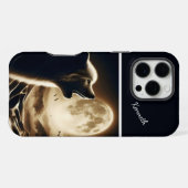 Wolf huilt bij volle maan iPhone hoesje (Achterkant horizontaal)
