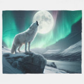 "Wolf huilt in de Aurora Lights" Fleece Deken (Voorkant (Horizontaal))