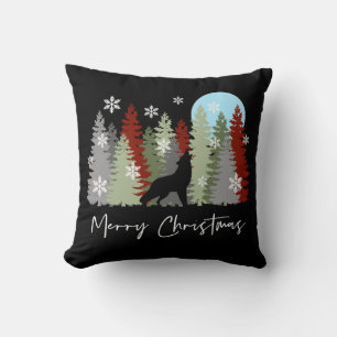 Wolf huilt in het bos vrolijke kerstbomen kussen