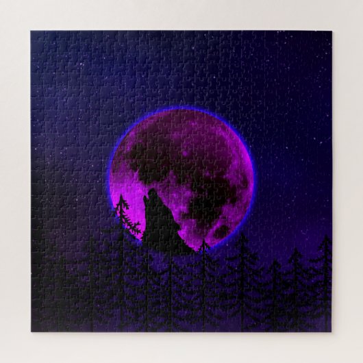 WOLF HUILT MAAN MAGENTA LEGPUZZEL (Verticaal)