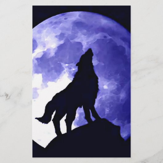 Wolf huilt naar de maan briefpapier (Voorkant)