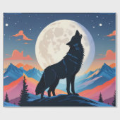 Wolf Huilt naar de Maan Cadeaupapier (Vlak)