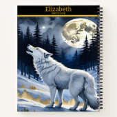 Wolf huilt naar de maan in het bos notitieboek (Achterkant)