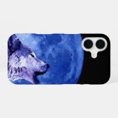 Wolf huilt naar de maan iPhone 16 hoesje (Achterkant horizontaal)