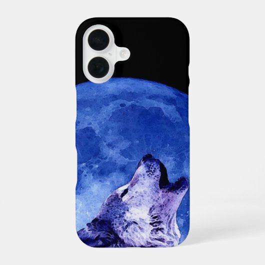 Wolf huilt naar de maan iPhone 16 hoesje (Achterkant)