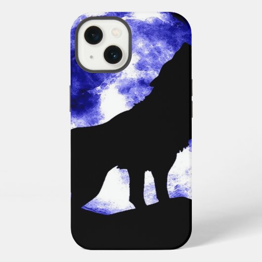Wolf huilt naar de maan iPhone hoesje (Achterkant)