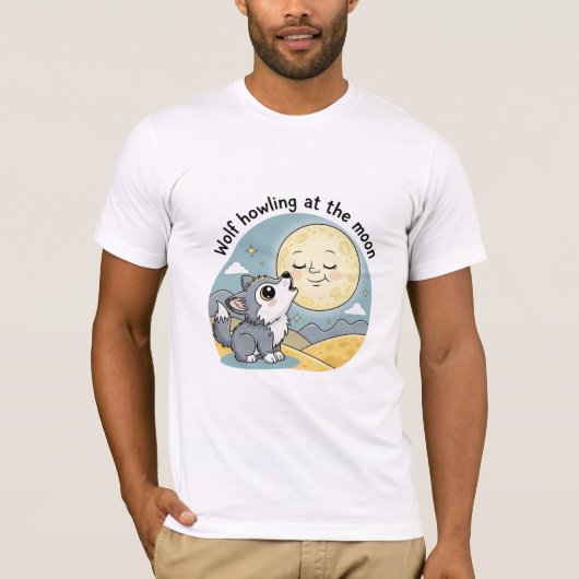 Wolf huilt naar de maan t-shirt (Voorkant)