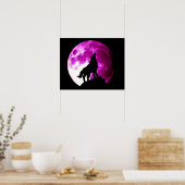 Wolf huilt naar maan poster afdruk (Keuken)