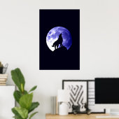 Wolf huilt naar maan Poster Print - Wolf Posters (Thuiskantoor)