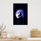 Wolf huilt naar maan Poster Print - Wolf Posters (Keuken)