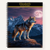 Wolf huilt onder een maanverlichte hemel notitieboek (Voorkant)