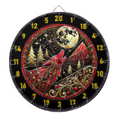 Wolf huilt onder het licht van de gouden maan dartbord (Voorkant)