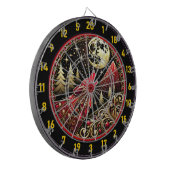 Wolf huilt onder het licht van de gouden maan dartbord (Voorkant Links)