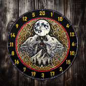 Wolf huilt onder het licht van de gouden maan dartbord