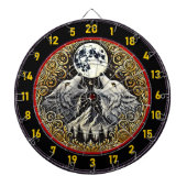 Wolf huilt onder het licht van de gouden maan dartbord (Voorkant)