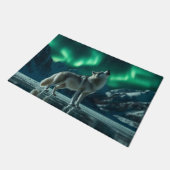 Wolf huilt onder het noorderlicht deurmat (Schuin)