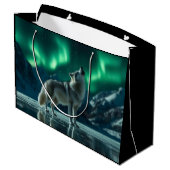 Wolf huilt onder het noorderlicht groot cadeauzakje (Achterkant Gekanteld)