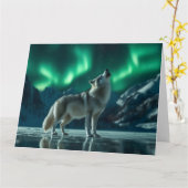 Wolf huilt onder het Noorderlicht Kaart (Gele Bloem)