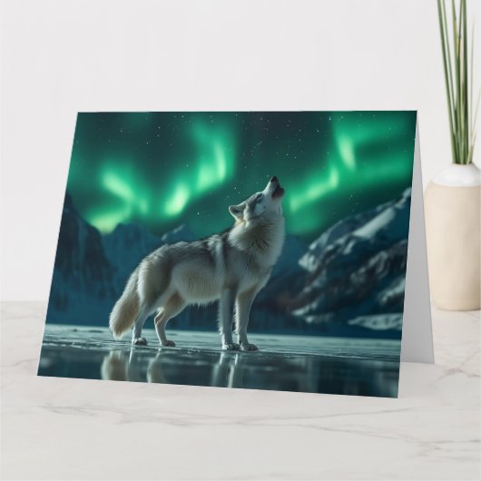 Wolf huilt onder het Noorderlicht Kaart (Voorkant)