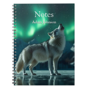 Wolf huilt onder het noorderlicht notitieboek