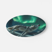 Wolf huilt onder het Noorderlicht Papieren Bordje (Gekanteld)