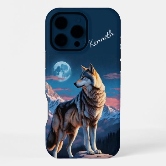 Wolf huilt onder maanlicht iPhone hoesje (Achterkant)