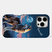 Wolf huilt onder maanlicht iPhone hoesje (Achterkant horizontaal)